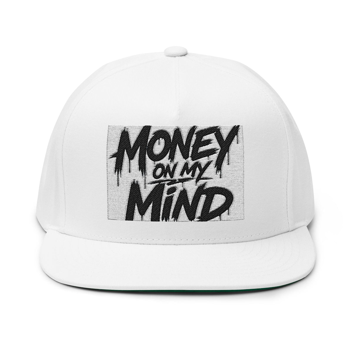Money On My Mind Flat Bill Cap — Embroidered Snapback Hat