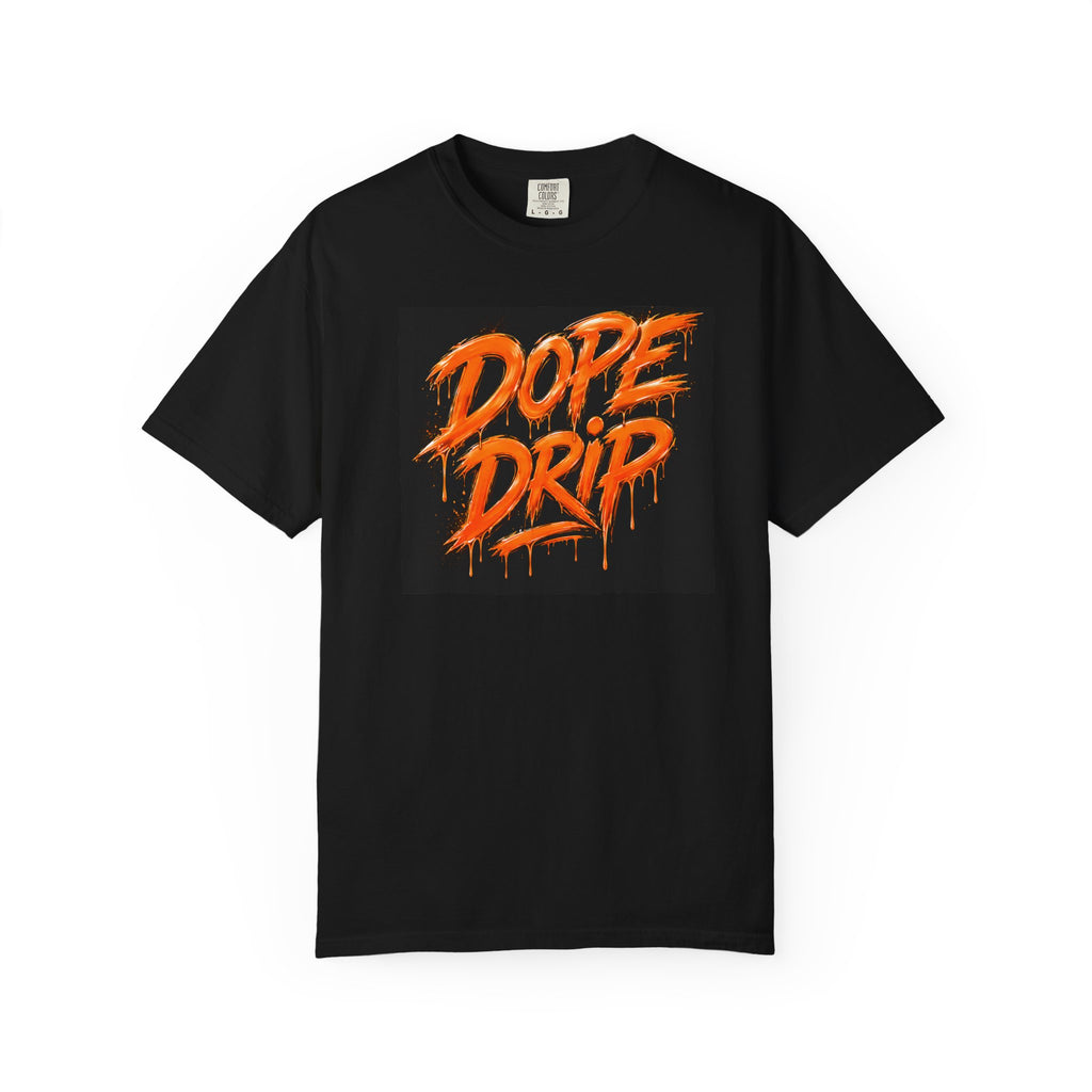Dope Drip T-Shirt — Streetwear Graphic Tee with Orange Graffiti Design