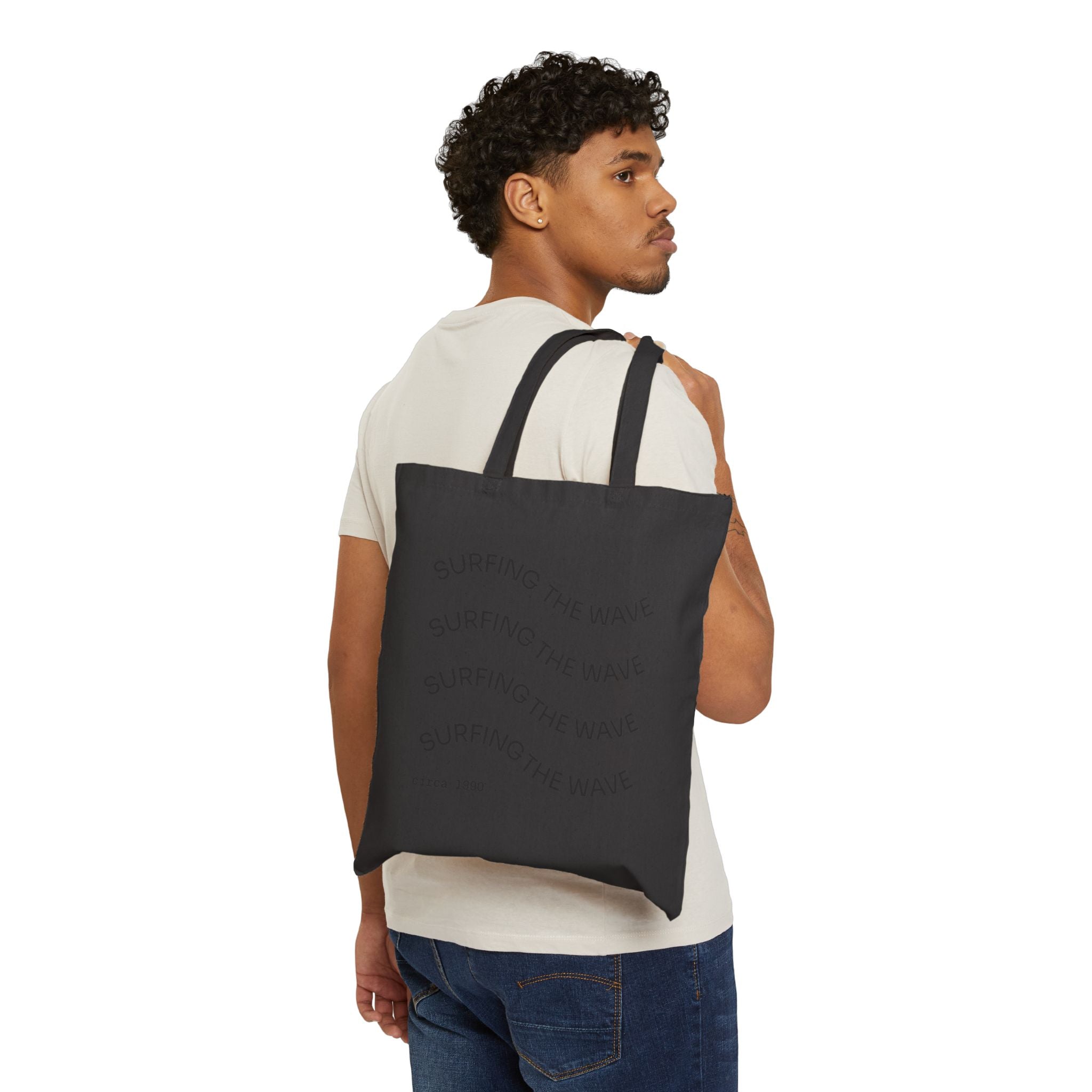 Surfing Tote Bag — "Surfing the Wave" Canvas Market Tote