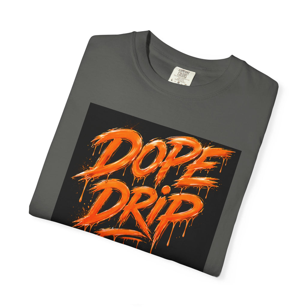 Dope Drip T-Shirt — Streetwear Graphic Tee with Orange Graffiti Design