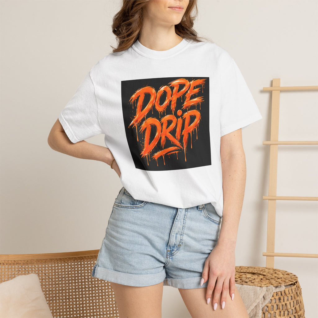 Dope Drip T-Shirt — Streetwear Graphic Tee with Orange Graffiti Design