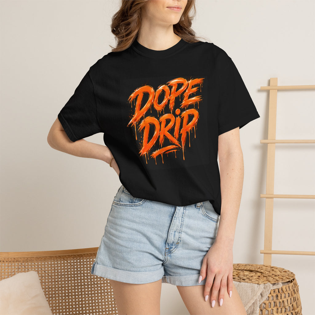 Dope Drip T-Shirt — Streetwear Graphic Tee with Orange Graffiti Design