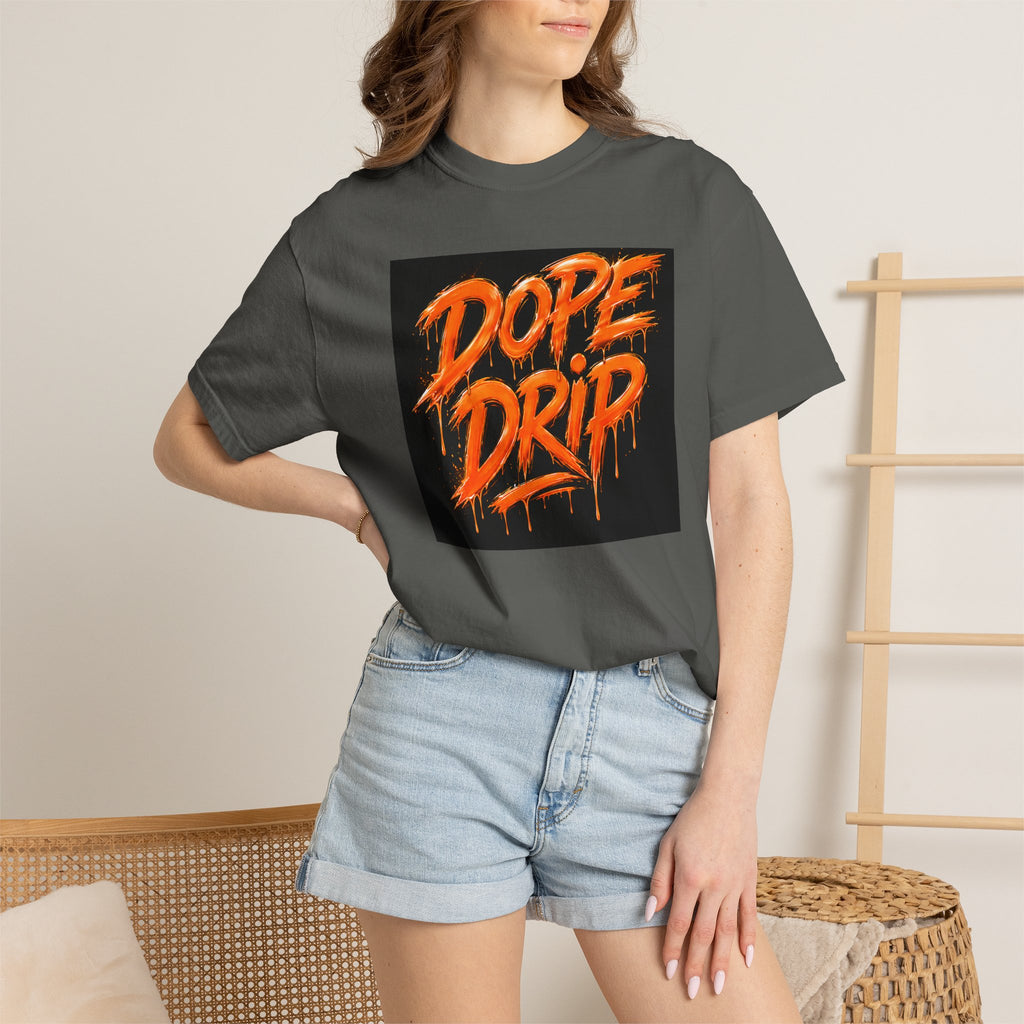 Dope Drip T-Shirt — Streetwear Graphic Tee with Orange Graffiti Design