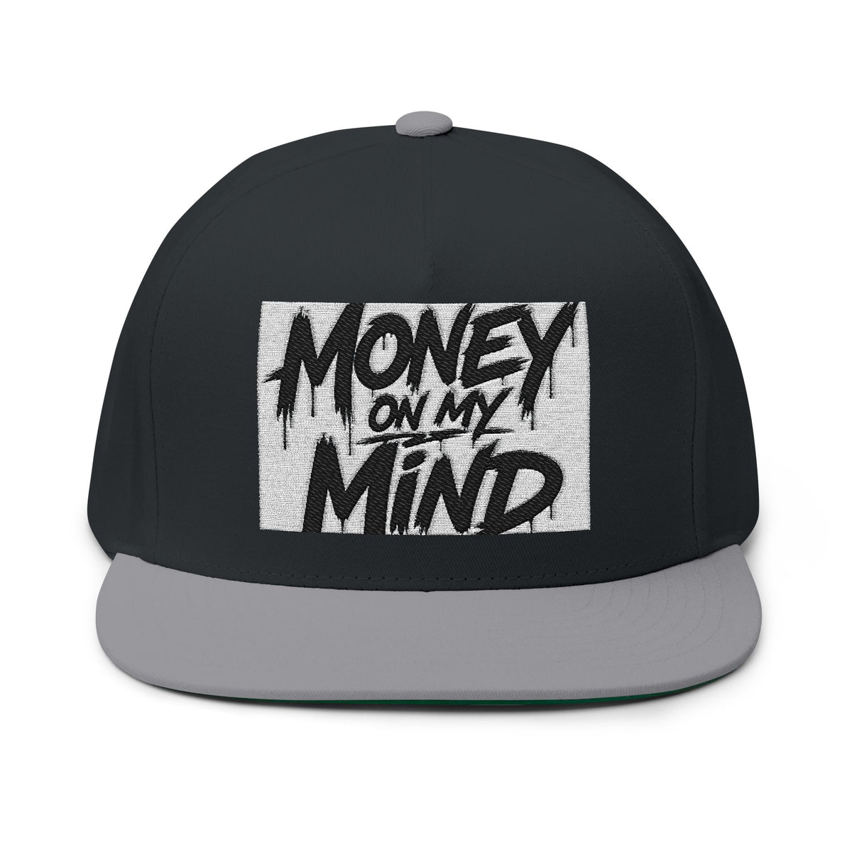 Money On My Mind Flat Bill Cap — Embroidered Snapback Hat