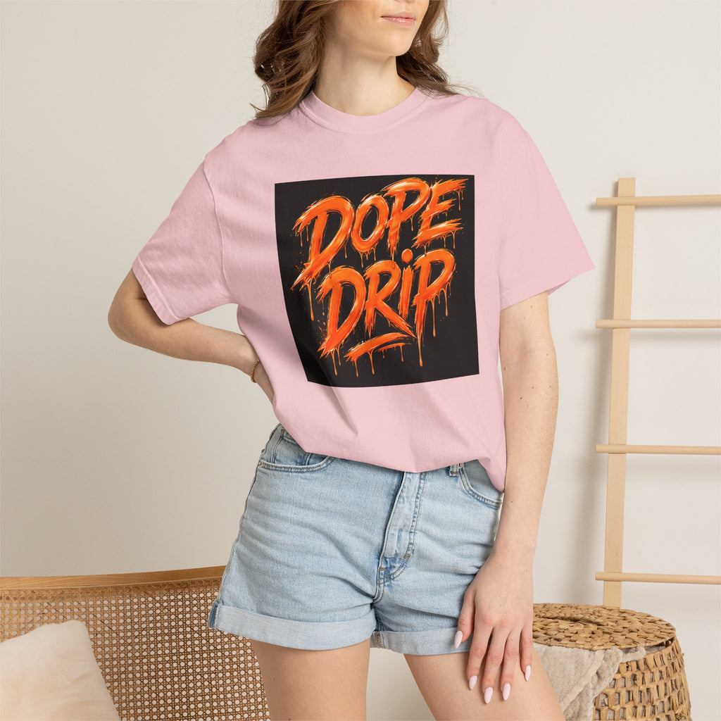 Dope Drip T-Shirt — Streetwear Graphic Tee with Orange Graffiti Design